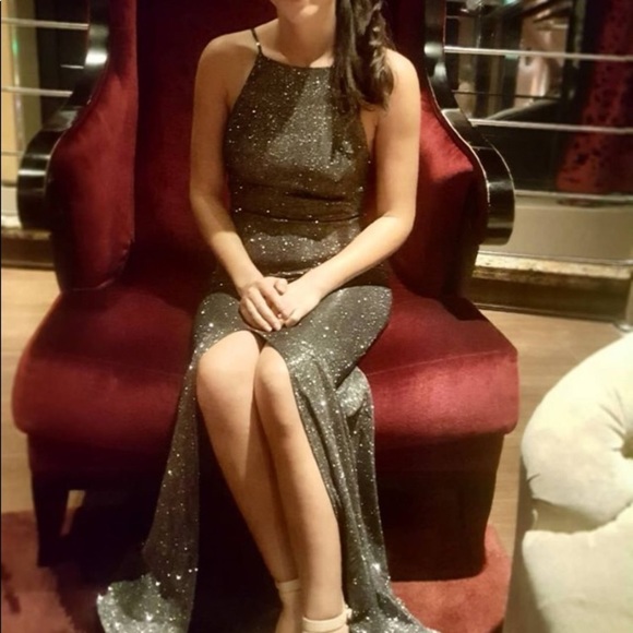 Forever21 | Halter Floor-length Glitter Gown - Picture 1 of 8